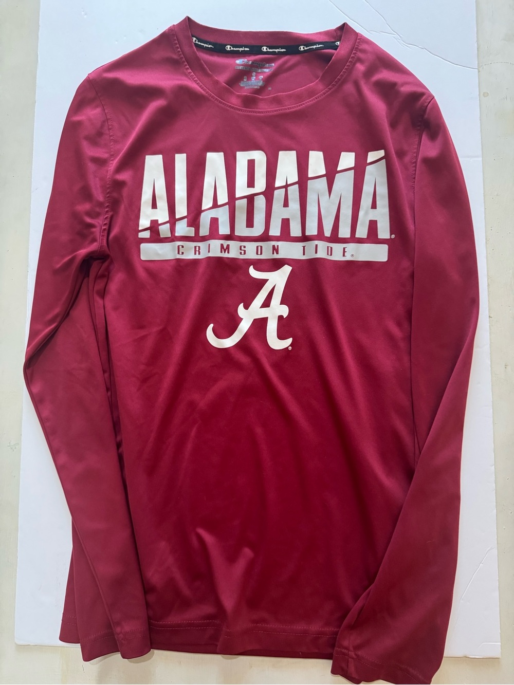 Champion Crimson Alabama Long-Sleeve Tee with White Graphics
